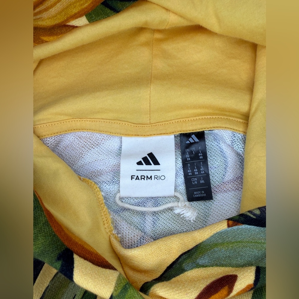 FARM Rio x ADIDAS Yellow Floral Cropped Hoodie - Picture 5 of 6